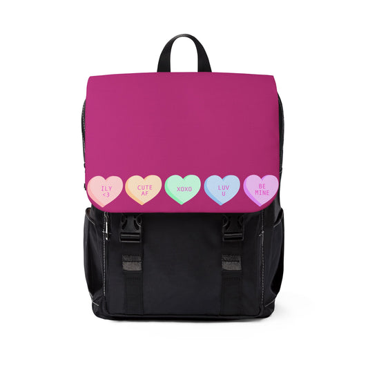Cute Heart Print Unisex Casual Shoulder Backpack - Perfect for Valentine's Day